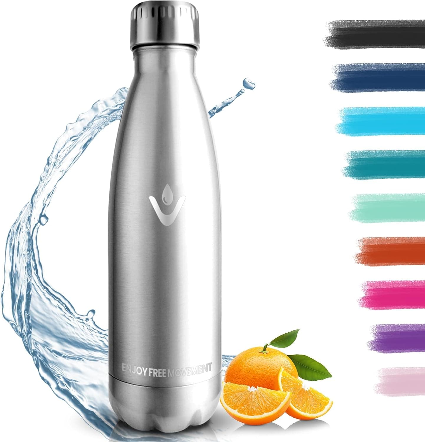 Garrafa térmica, 500 ml, garrafa de água em aço inoxidável, garrafa térmica com isolamento duplo, de fugas, garrafa de ginásio, cantil térmico para crianças, desportivo, 12 horas quente, 24 frio