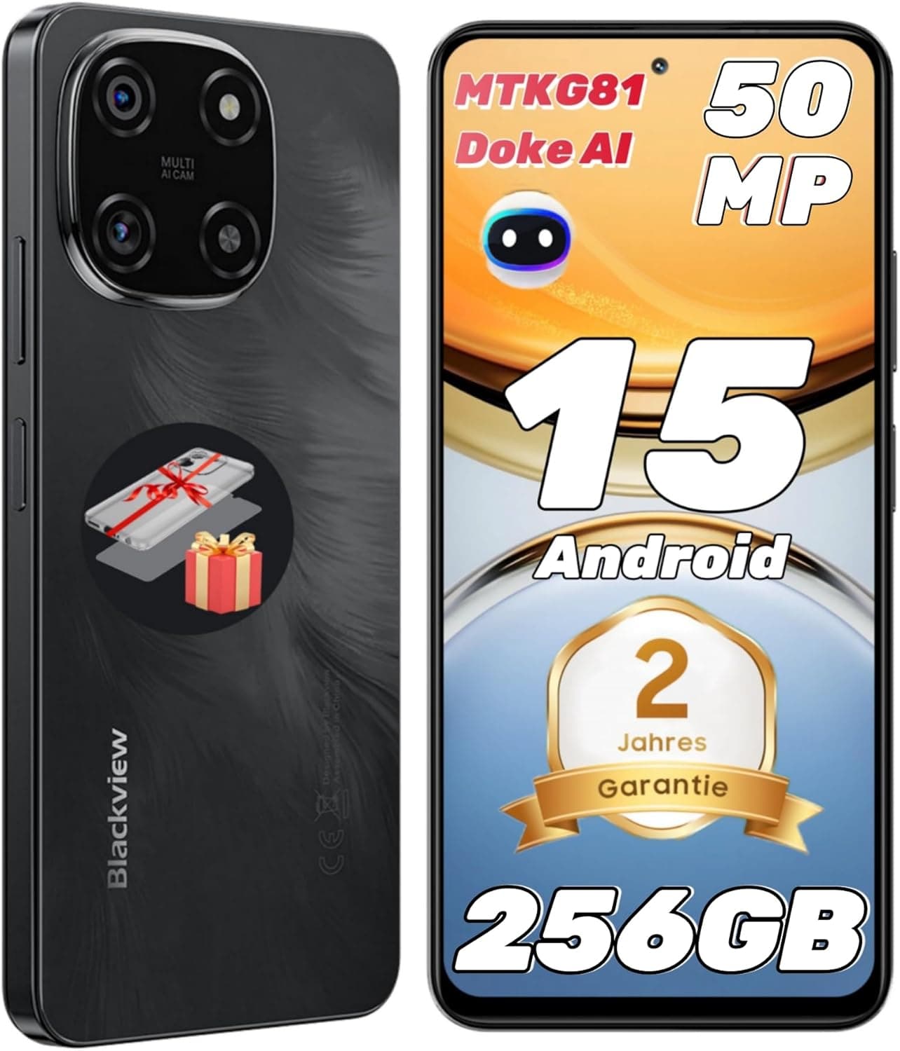 Blackview Color 6 | Smartphone Android 15 com 24 GB RAM 256 GB memória 50 MP câmara e ecrã 6,67 polegadas dual SIM 4G