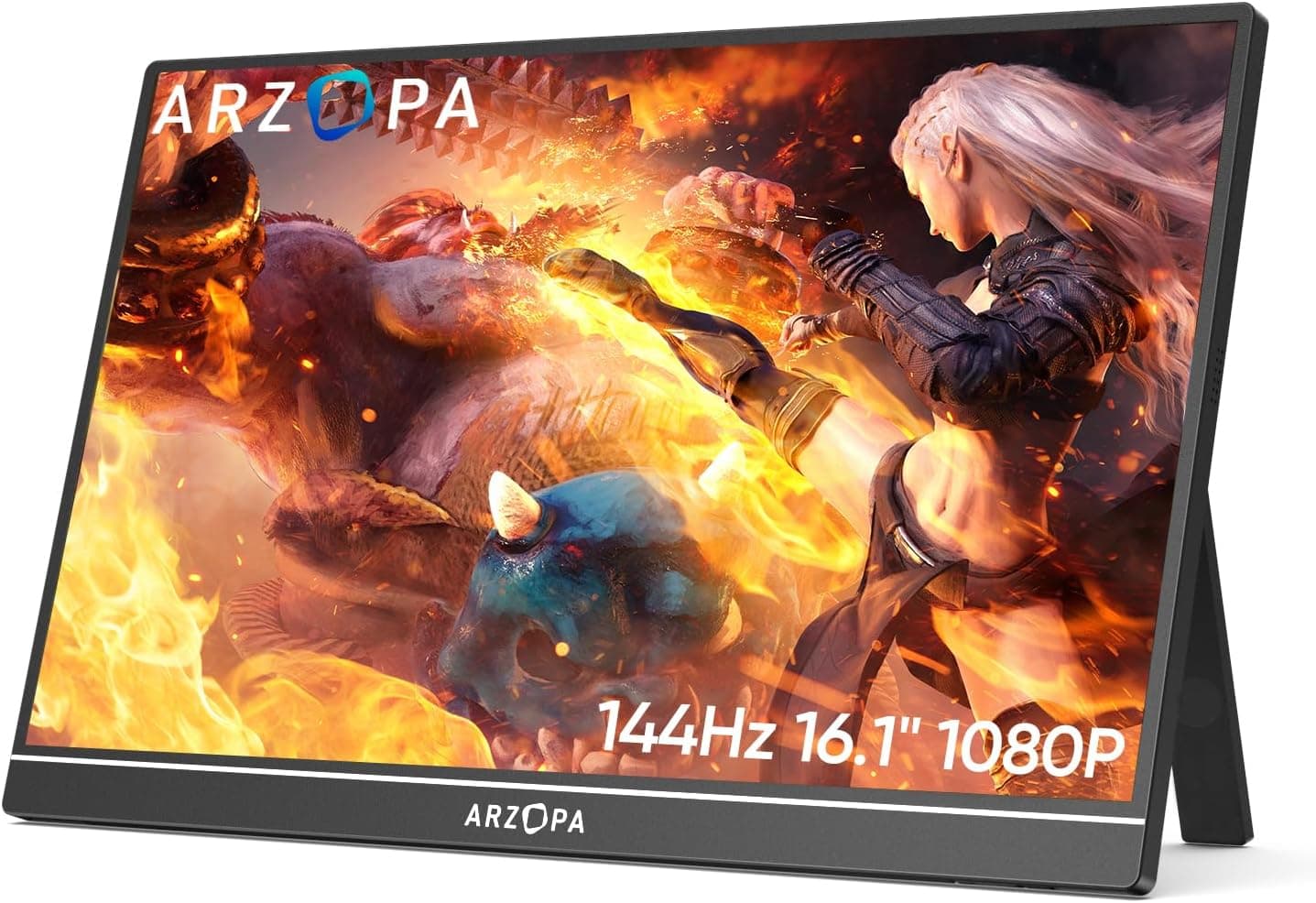 ARZOPA Monitor portátil, G1 Game de 16,1 polegadas 144HZ 1920 × 1080 FHD, IPS ecrã portátil com HDMI/Type-C/USB-C, cuidado com os olhos jogo de azar monitor duplo para computador portátil