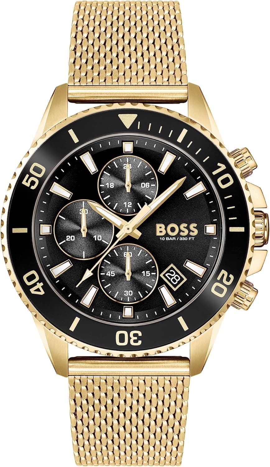 BOSS Relógio cronógrafo de quartzo para homem coleção admiral com correia de aço inoxidável, silicone ou tecido com plástico do oceano
