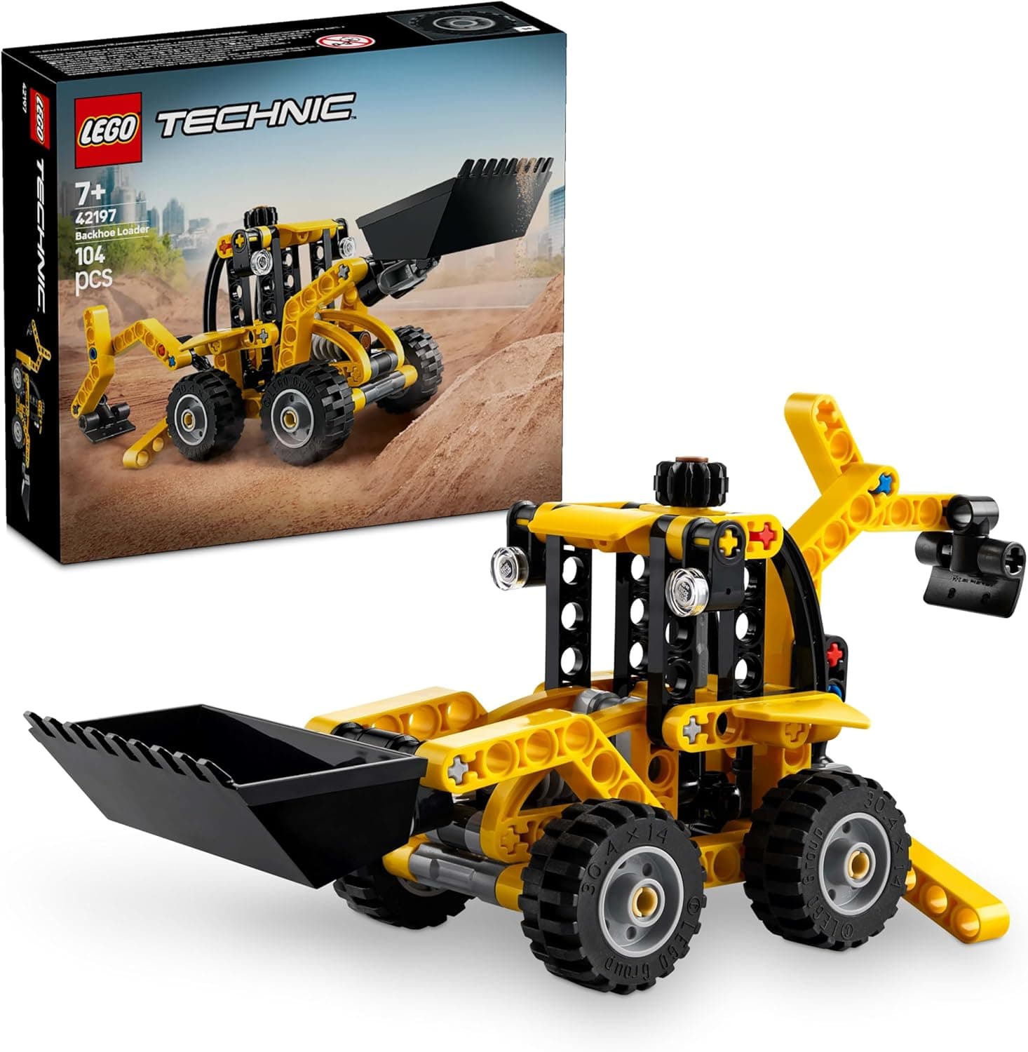 LEGO Technic Pá mista, retroescavadora de brinquedos, veículo e máquinas de construção, escavadora de obra, presente de aniversário para meninos e meninas de 7 anos ou mais, 42197