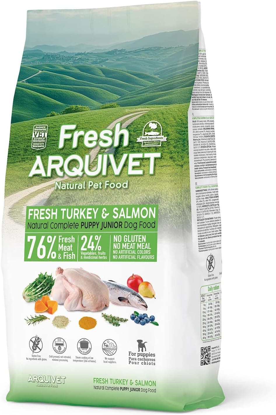 Arquivet Fresh Puppy Junior Pavão e salmão 10 kg - Alimento semi-húmido para cão