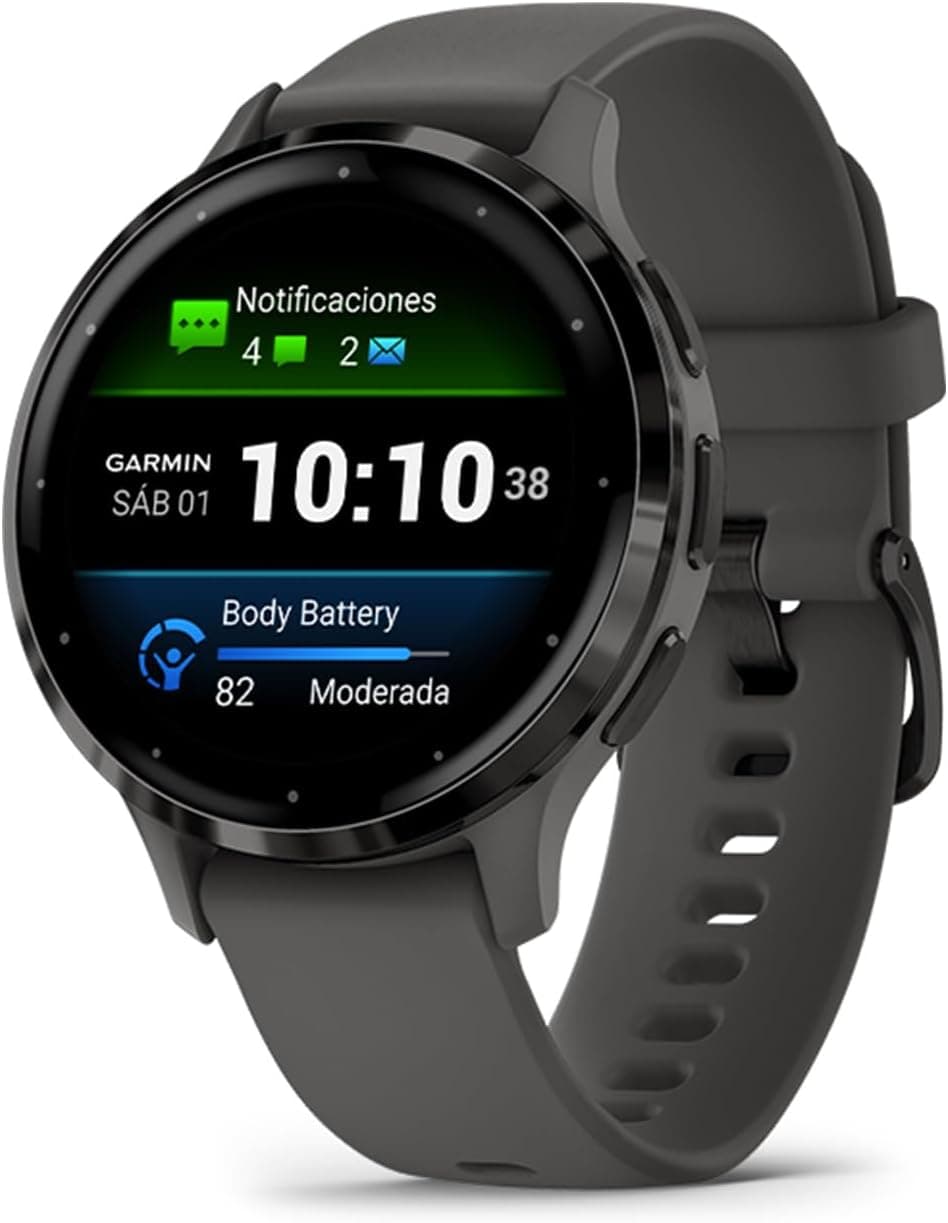 Garmin Venu 3S, Smartwatch Premium com GPS, AMOLED, funções avançadas de saúde e forma física, mais de 30 aplicações desportivas, 10 dias de autonomia, cinzento
