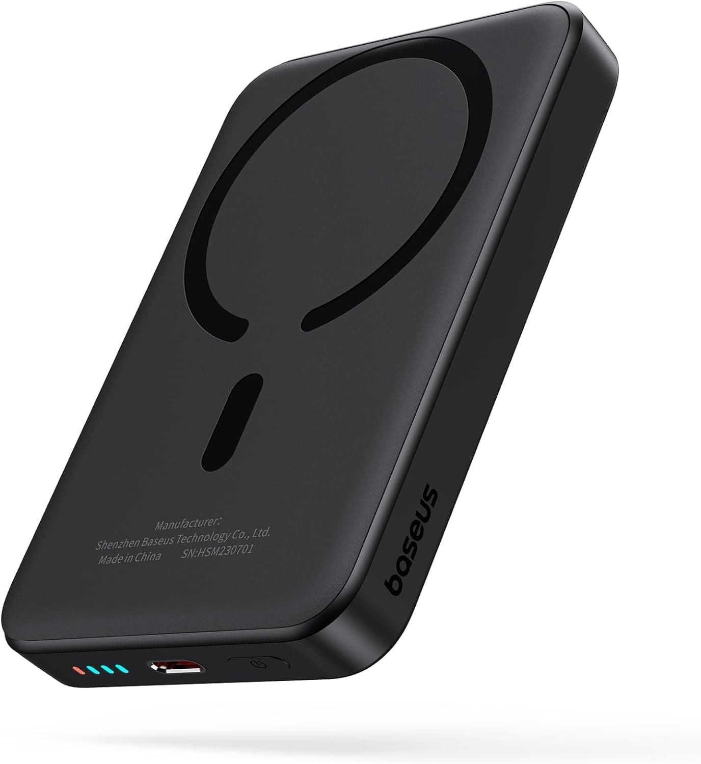 Baseus Magsafe Power Bank, bateria externa magnética 10000 mAh sem fios para iPhone 15/14/13/12 séries, PD 20W USB-C Mini Powerbank carregamento rápido, preto
