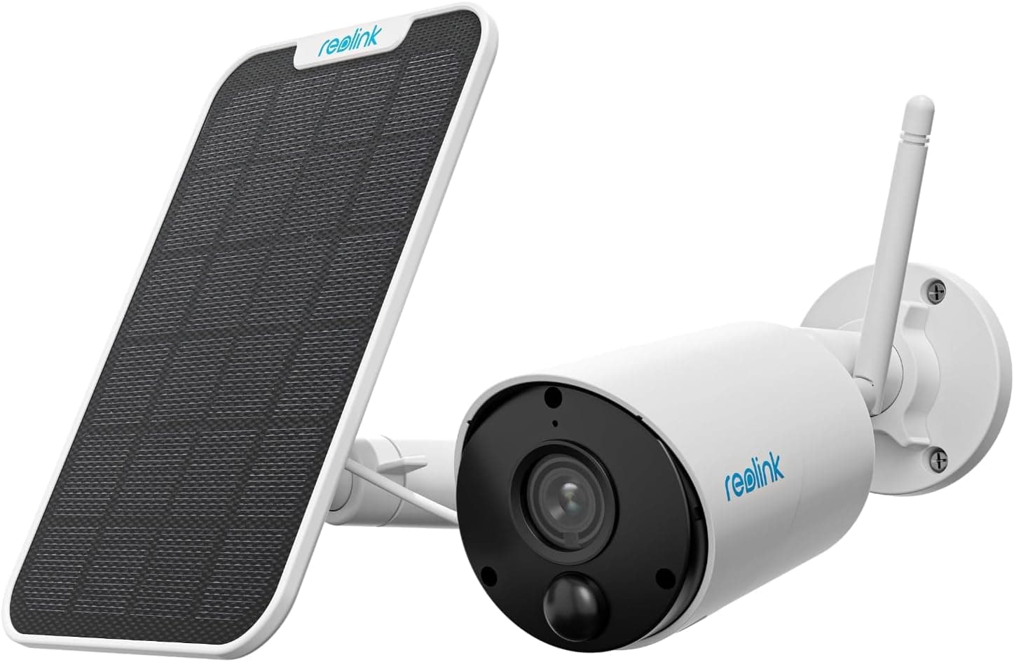 Reolink Câmara IP Argus Eco para exteriores, 100 % livre de cabos, 1080p HD, bateria recarregável/painel solar de segurança Wi-Fi com 2 vias de áudio para casa, segurança (anel solar incluído)