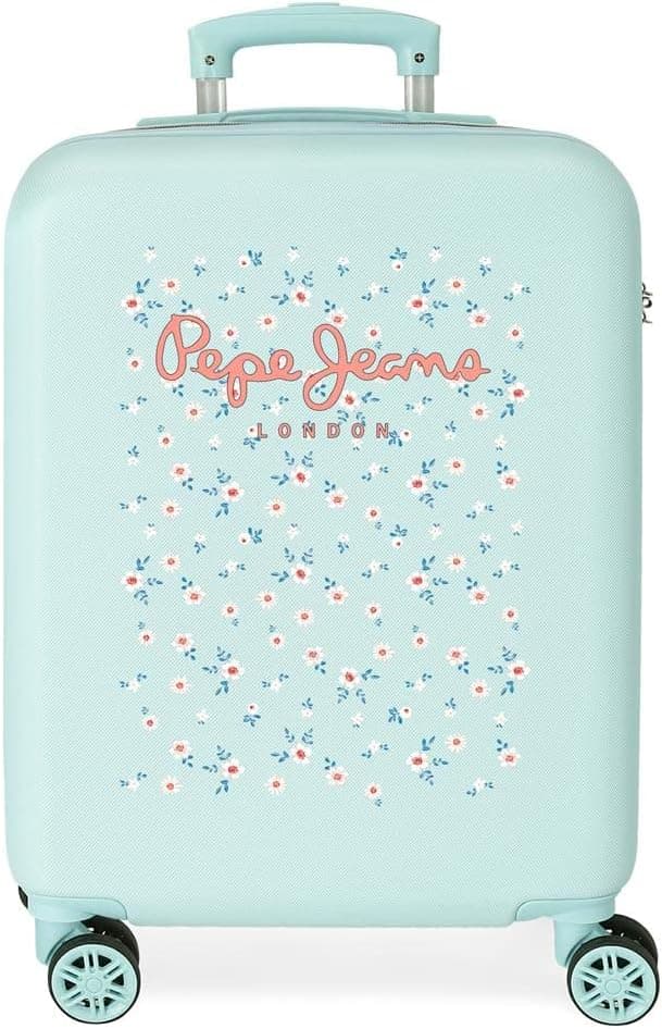 Pepe Jeans Leslie Cabin | Mala de cabine azul turquesa rígida com cadeado, 38x55x20 cm