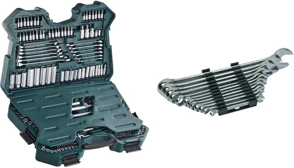 Mannesmann M98430 Mala com chaves de copo e outras ferramentas (215 peças, tamanho: 12 x 36 x 51 cm) M19652 conjunto de 12 chaves combinadas 6 a 22 cv