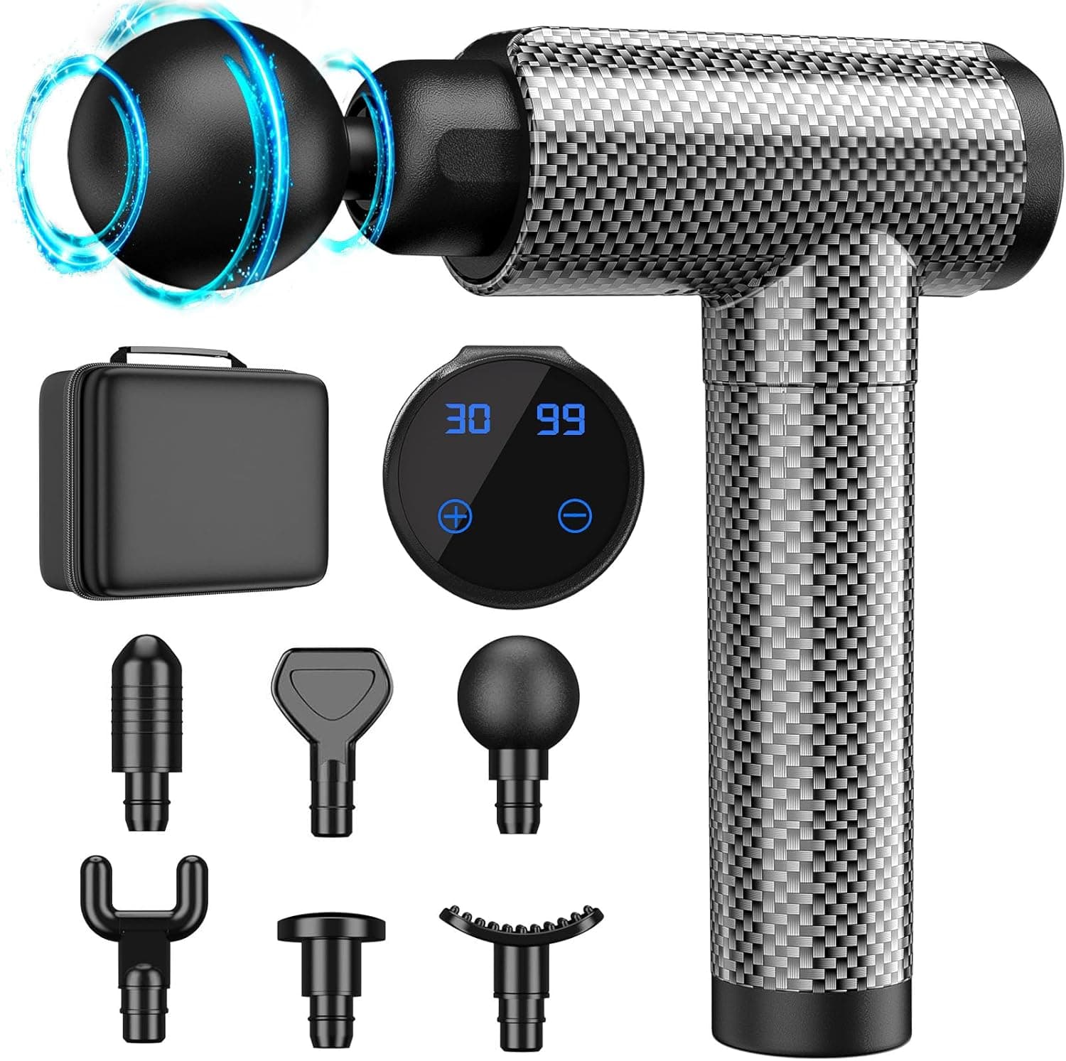 Cholas Massajador muscular e pistola de massagem muscular para atletas, massajador cervical e costas com tecnologia de percussão elétrica, massajador de mão silencioso de 30 velocidades, massagem gun