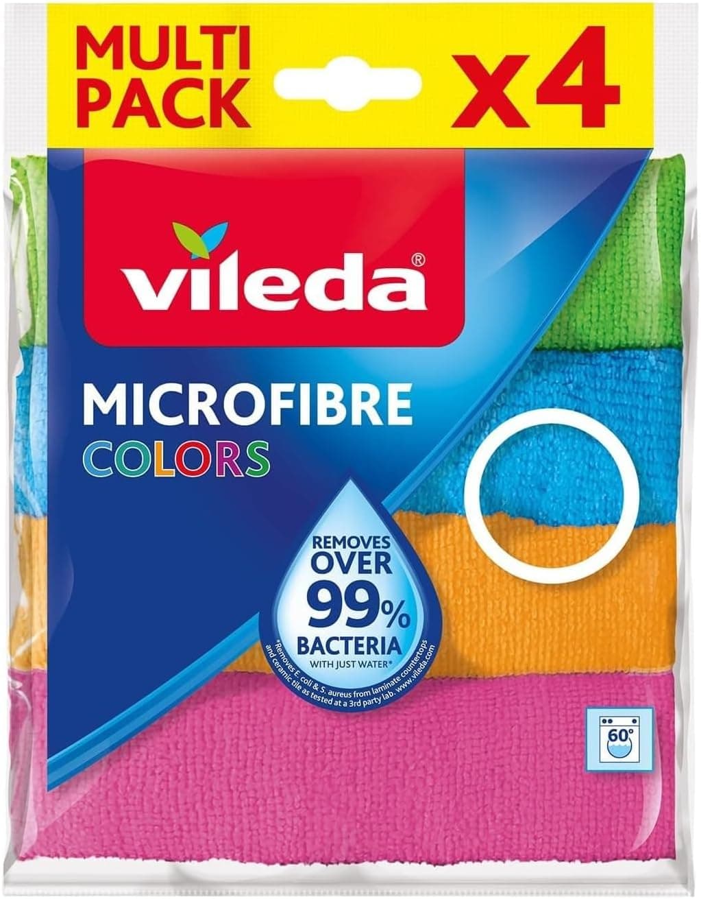 Vileda Microfibre Colours | Panos de microfibra multiusos em várias cores pack de 4