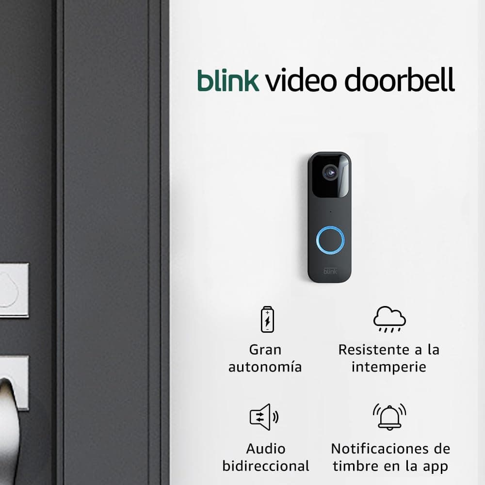 A apresentar a Blink Video Doorbell | Áudio bidirecional, vídeo HD, alertas de movimento na aplicação, instalação simples, resistente ao clima e compatível com a Alexa — com ou sem fios (Preto)