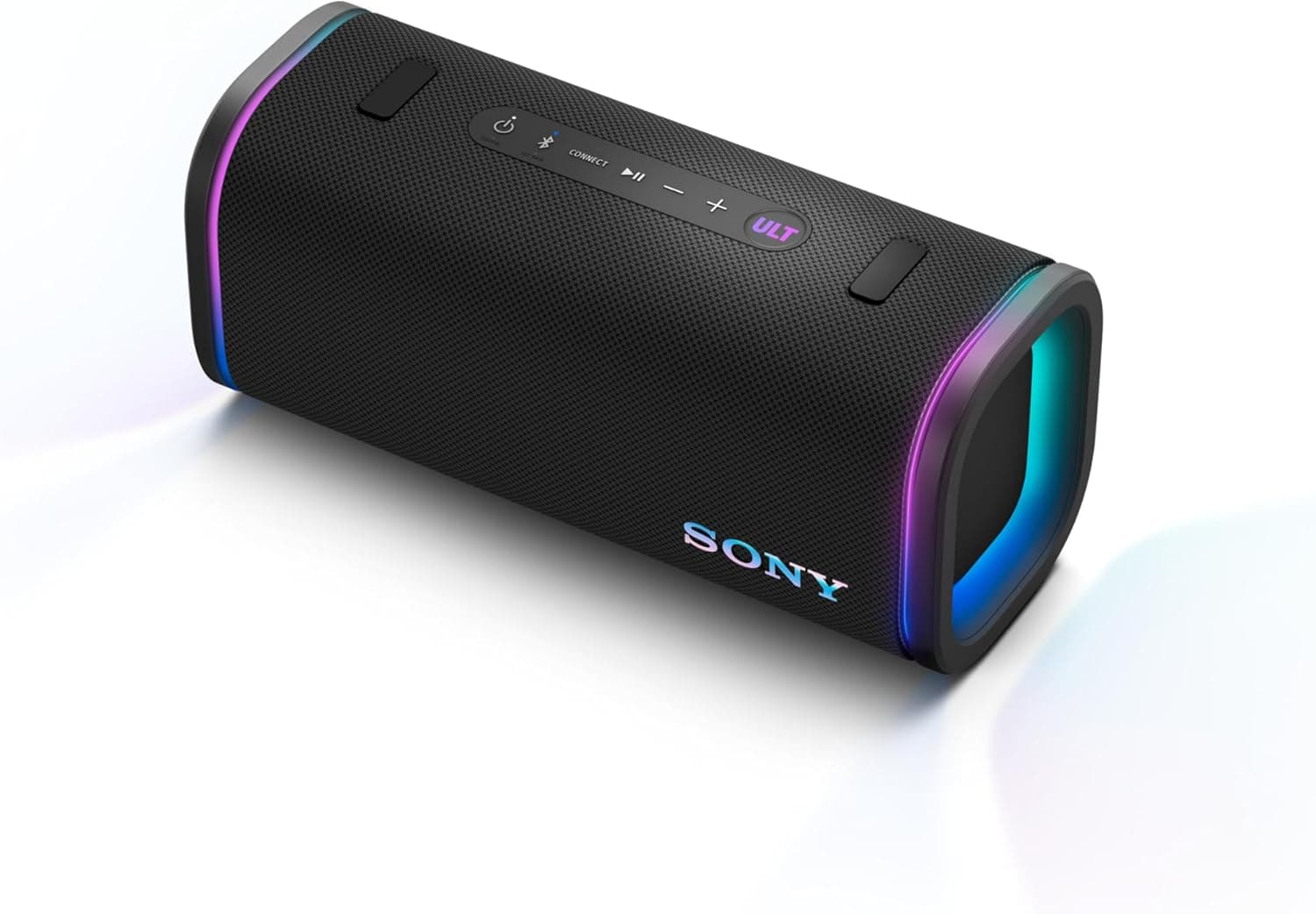 Sony ULT Field 5, altifalante portátil Bluetooth potente, bateria de 25 H, 2 modos ULT Power Sound, resistente à água e ao pó, 360 luzes, correia removível para o ombro, compacto, preto
