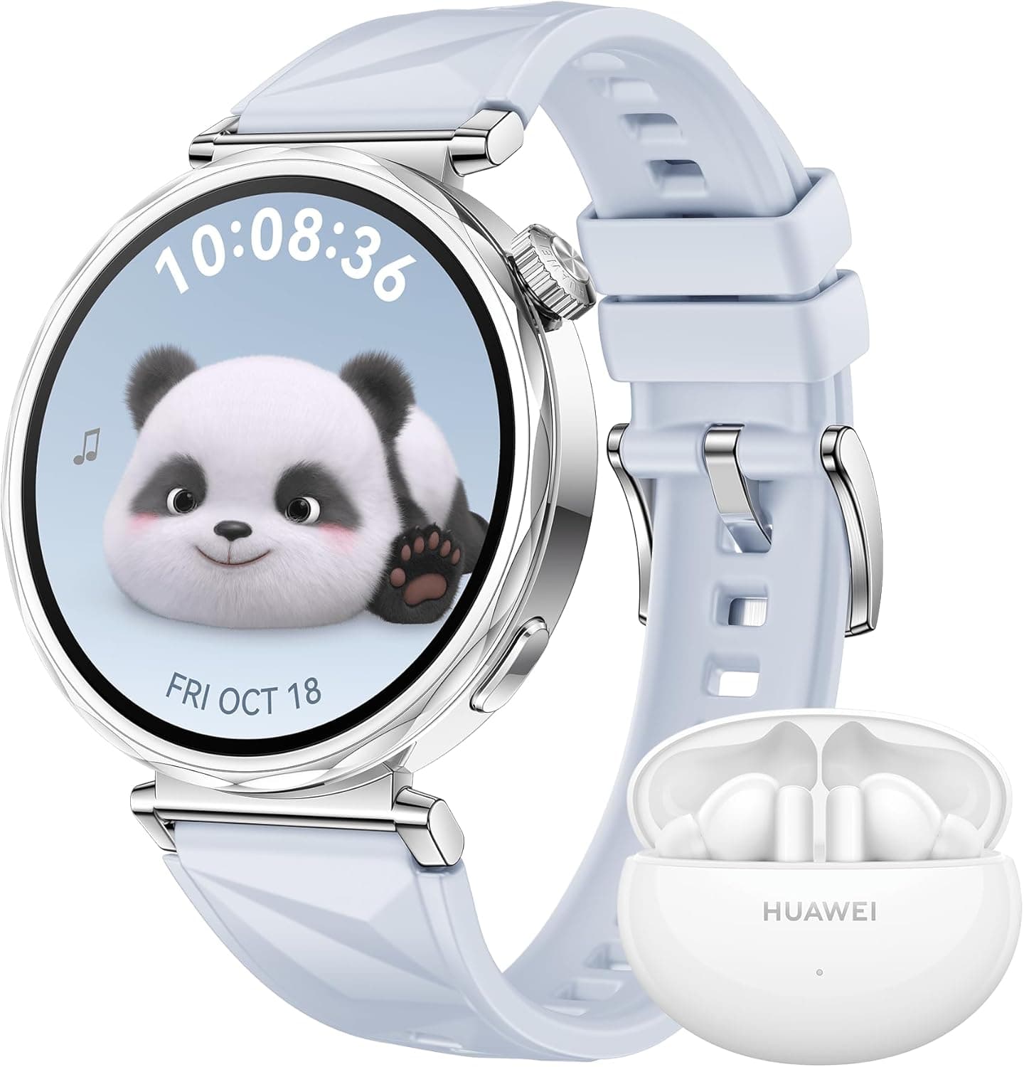 HUAWEI WATCH GT Smartwatch de 5 41 mm, silhueta com design sofisticado, experiência de corrida e ciclismo, acompanhamento de saúde, 14 dias de duração, iOS e Android, azul FreeBuds 5i branco