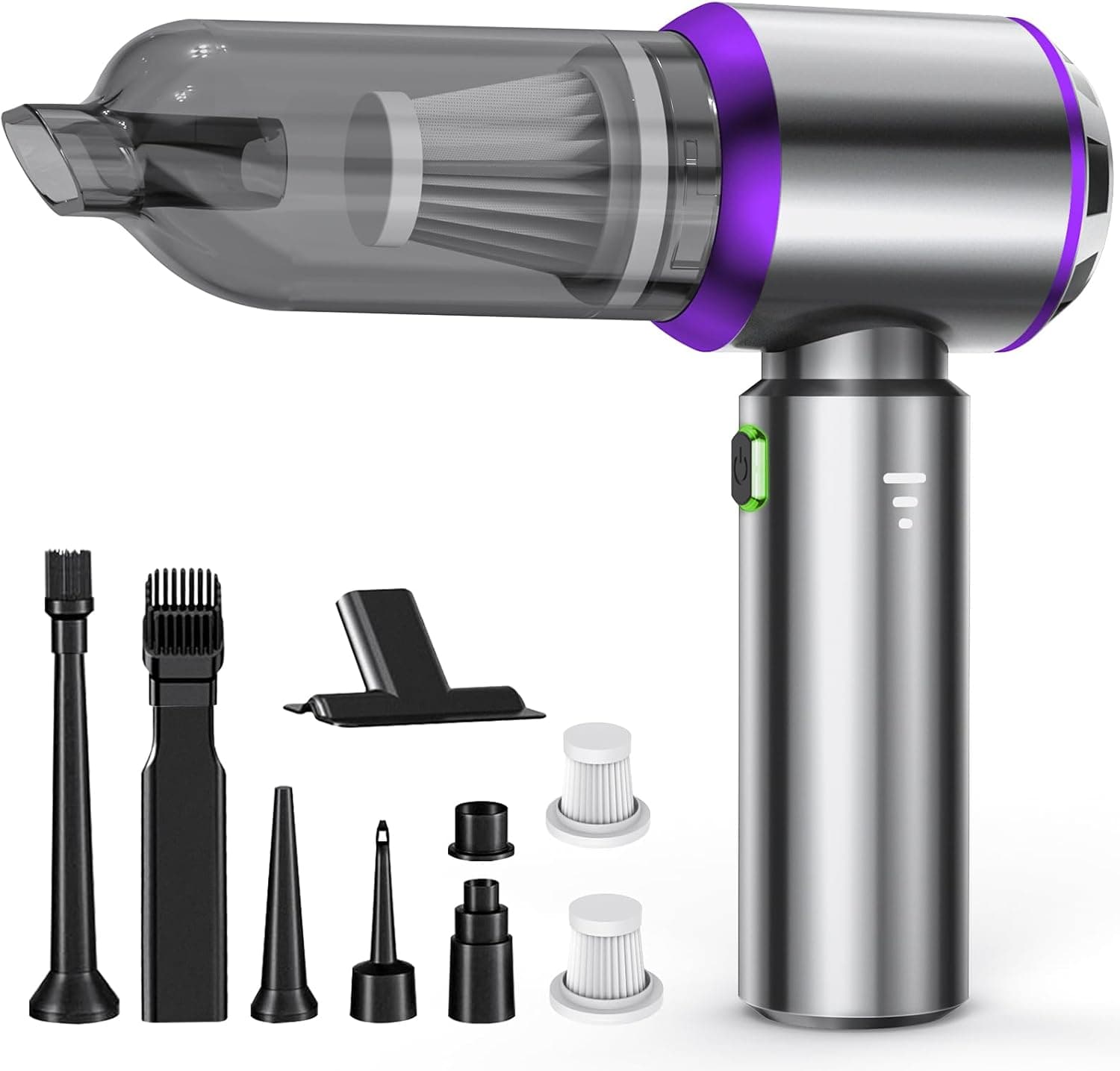 NVKHG Aspirador de mão, 18000 Pa mini aspirador recarregável, aspiradores de mão carro 3 em 1, com motor sem escova, aspirador sem cabo para carro, para uso no escritório, casa, cozinha