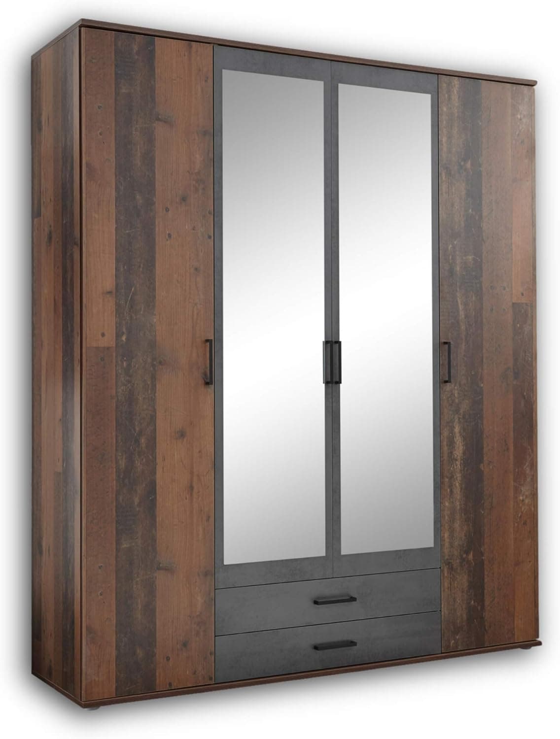 CHICAGO Armário elegante com muito espaço de armazenamento - Armário versátil em estilo antigo e óxido de concreto - 159 x 197 x 54 cm