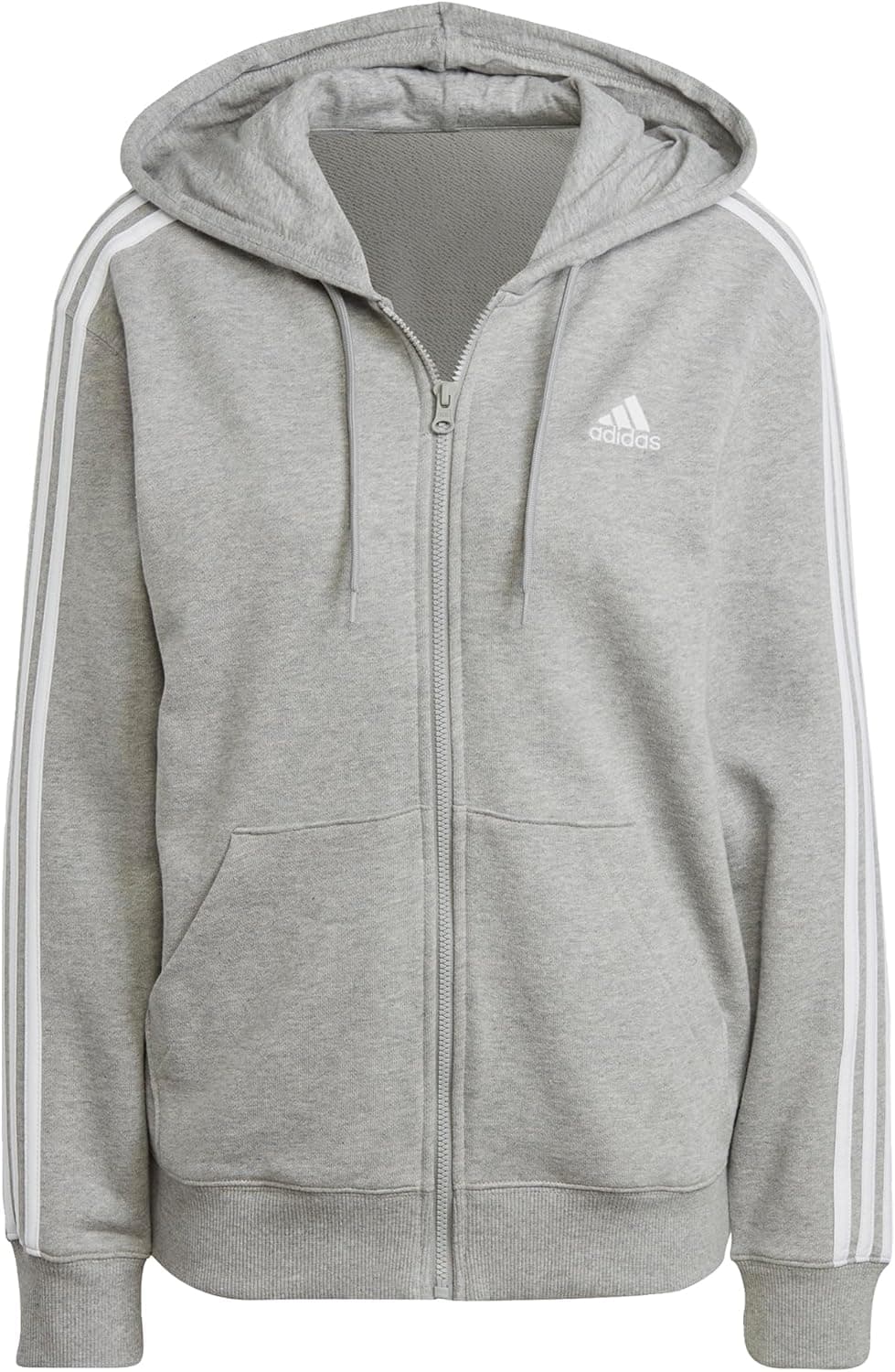 adidas Essentials 3-Stripes French Terry Regular Full-Zip Hoodie Top com capuz para mulher