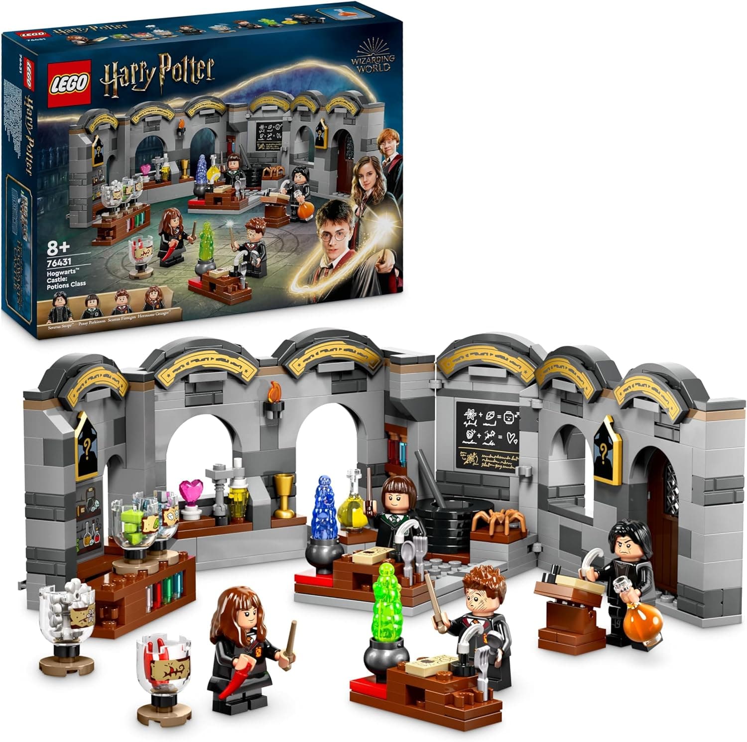LEGO Harry Potter Castelo de Hogwarts: Jogo de aula de posições, colégio de brinquedo colecionável, presente para meninas e meninas de 8 anos ou mais, 4 minifiguras Inc. Hermione Granger e Severus