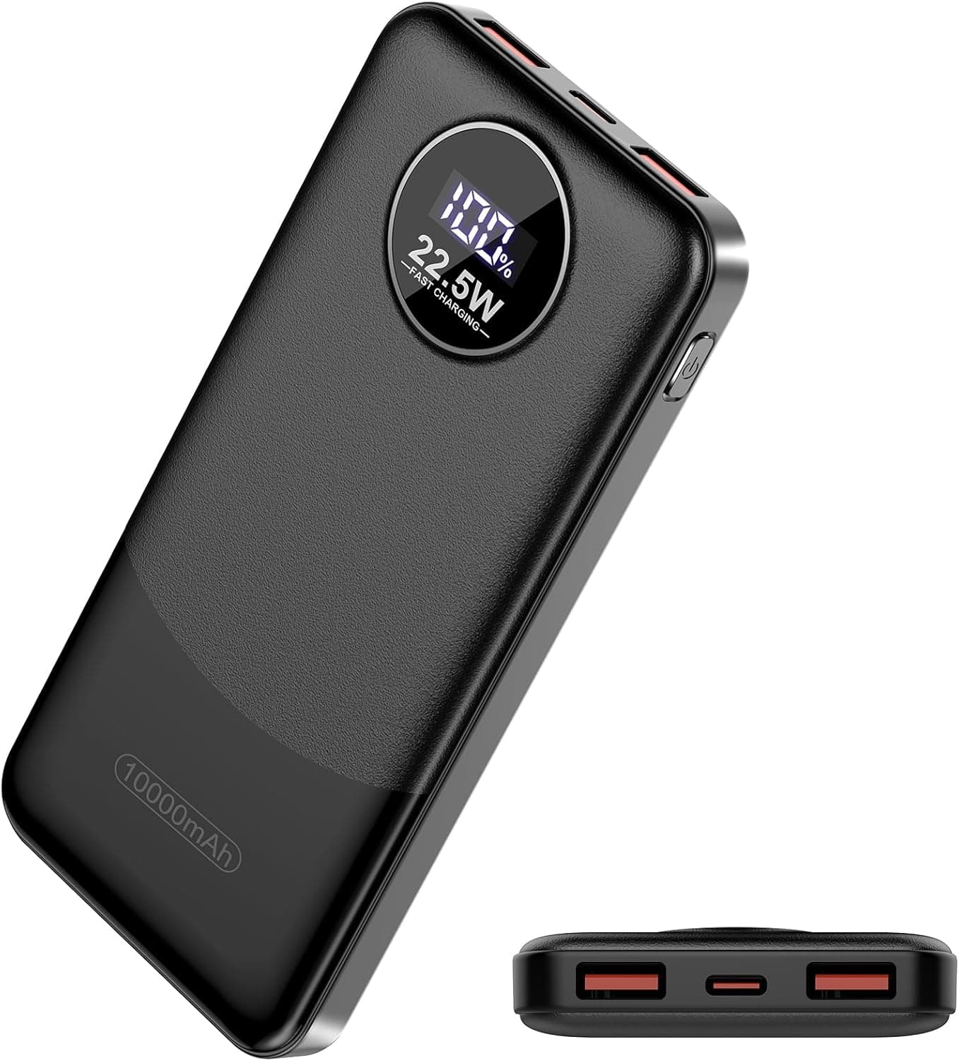 Power Bank, 10000 mAh bateria externa carregamento rápido PD 22,5 W USB C bateria portátil com ecrã LED carregador portátil para iPhone 16 15 14 13 12 X Pro MAX para Samsung iPad Tablet Airpods etc