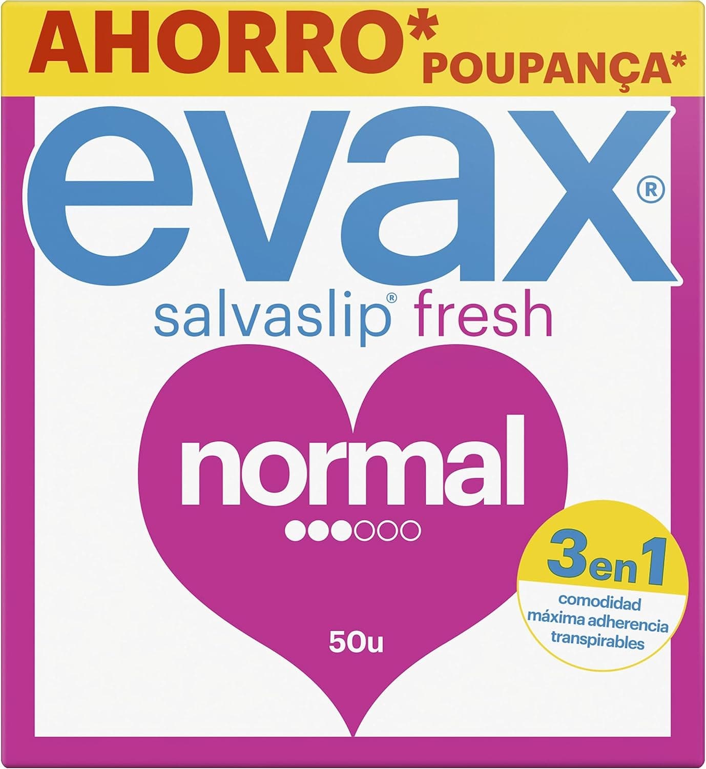 Evax Salvaslip normal, 50 unidades, sinta-se fresca e limpa durante todo o dia