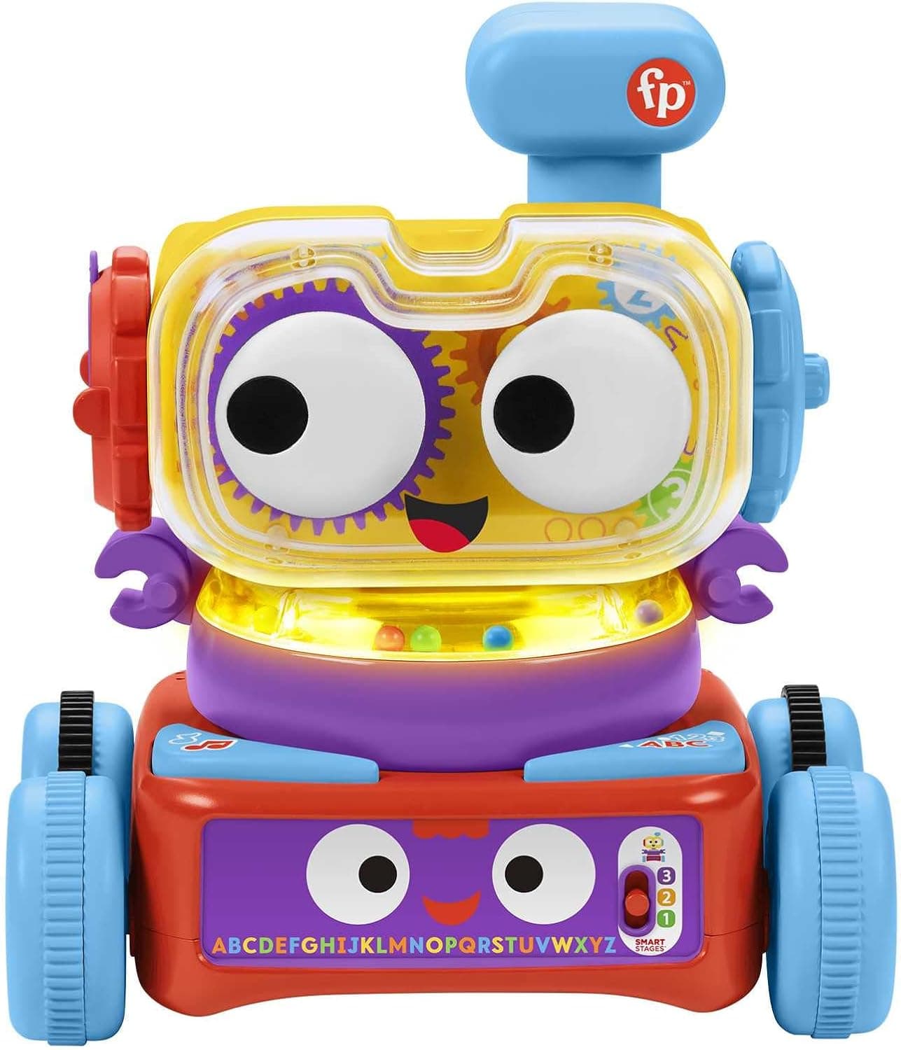 Fisher-Price Tito Robotito, Robot aprendizagem 4 em 1, brinquedo interativo com luzes e som, presente para bebés + 6 meses, versão espanhol, HCK45