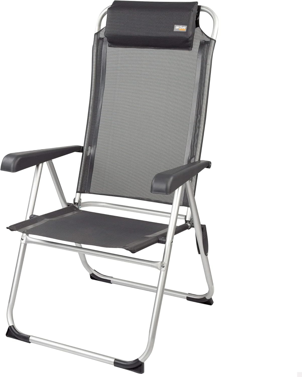 AKTIVE 52886 - Cadeira dobrável campismo com almofada repousa cabeça medidas 44,5 x 55 x 103 cm fácil de limpar e dobrar peso máximo 110 kg inclui apoio de braços ergonómicos