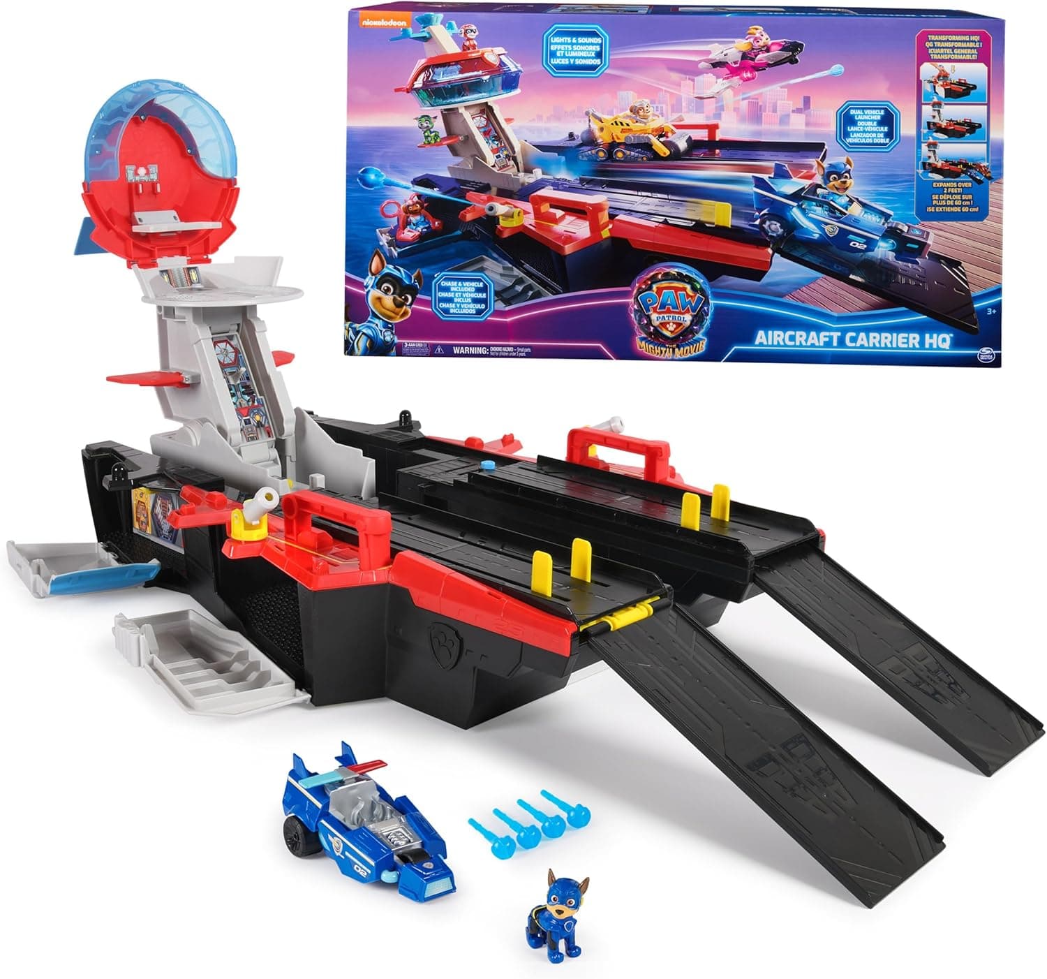 PAW PATROL - Patrulha Canina Aircarft Carrier HQ PPTMM, cor preta, pequeno (Spin Master 6067496)