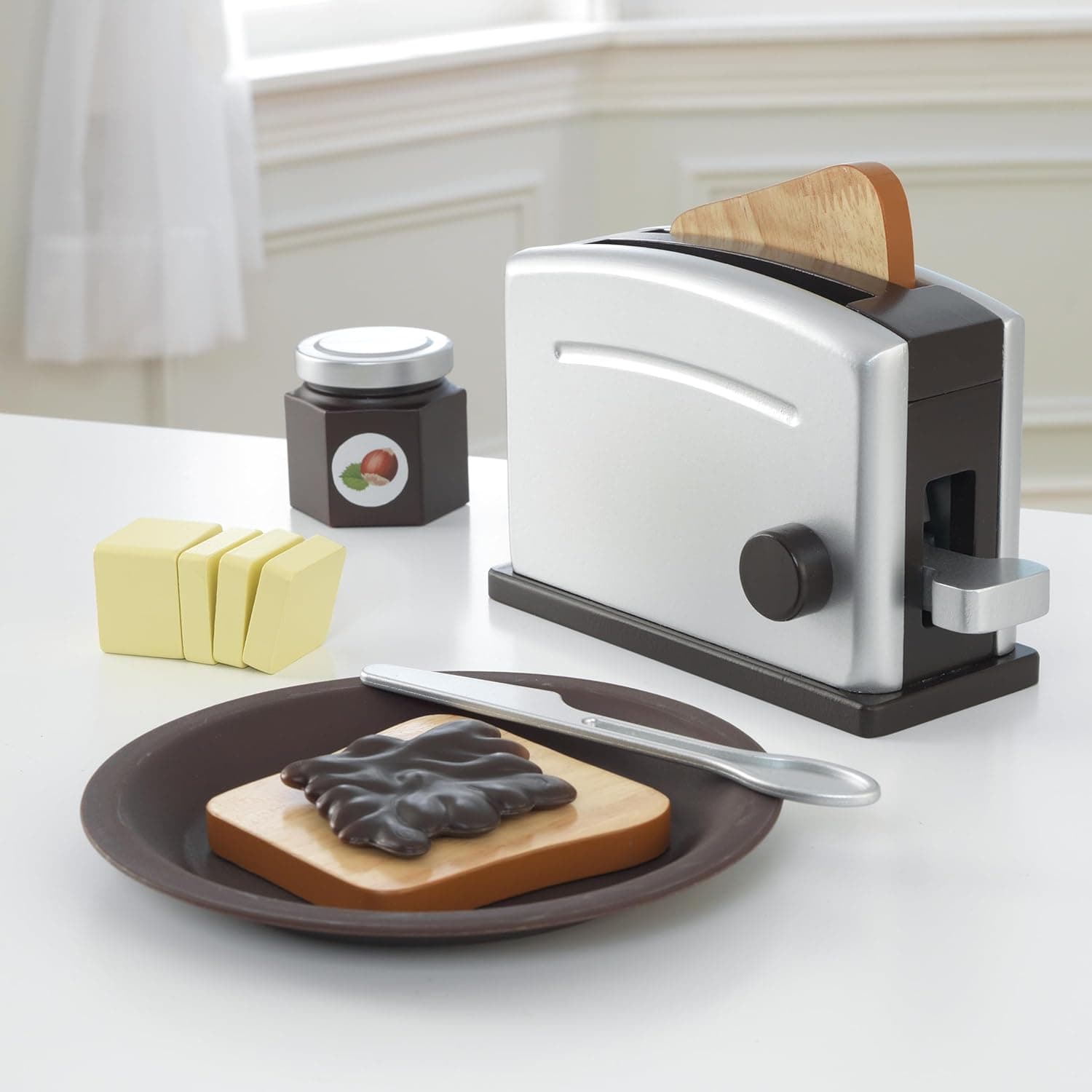 KidKraft Conjunto de cozinha de brinquedo com torradeira de madeira expresso, acessórios de cozinha de brinquedo, eletrodomésticos cozinha para brincar, brinquedos crianças 3 anos (63373)