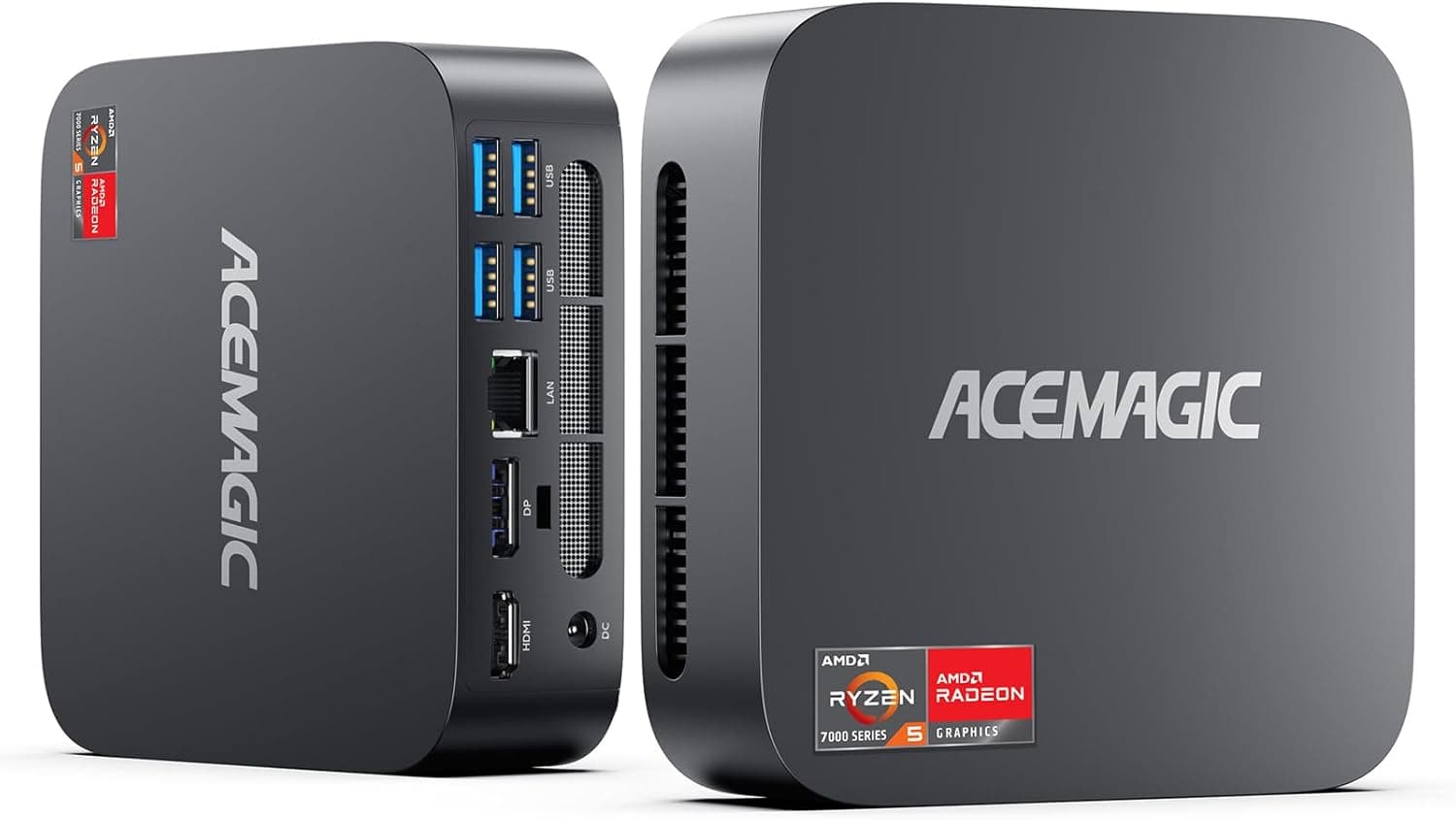 ACEMAGIC K1 Mini PC, AMD Ryzen 5 7430U (6C/12T, até 4,3 GHz), mini computadores de mesa 16 GB RAM DDR4 512 GB M.2 2280 SSD, BT 5.2/WiFi 6/para escritório, computador pequeno