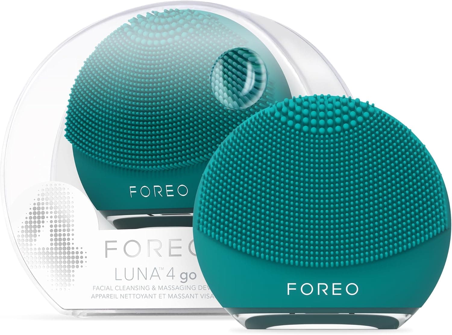 FOREO LUNA 4 go escova de limpeza e massajador facial - melhora a absorção dos produtos - cuidado simples - para todos os tipos de pele - Evergreen