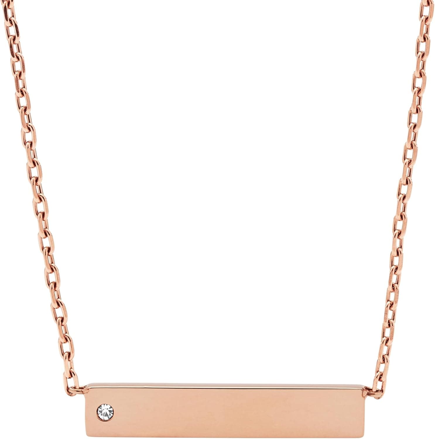 Fossil Colar para mulher, comprimento 40,6 cm, 5,1 cm de aço inoxidável, ouro rosa, JOF00435791