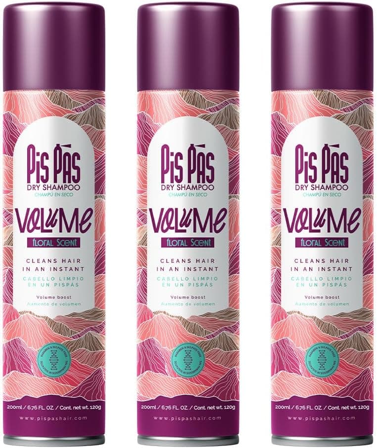 PisPás Pacote de champô em seco volume - conjunto de 3 unidades para aumentar o volume e refrescar o cabelo ao instante, perfeito para uso diário.