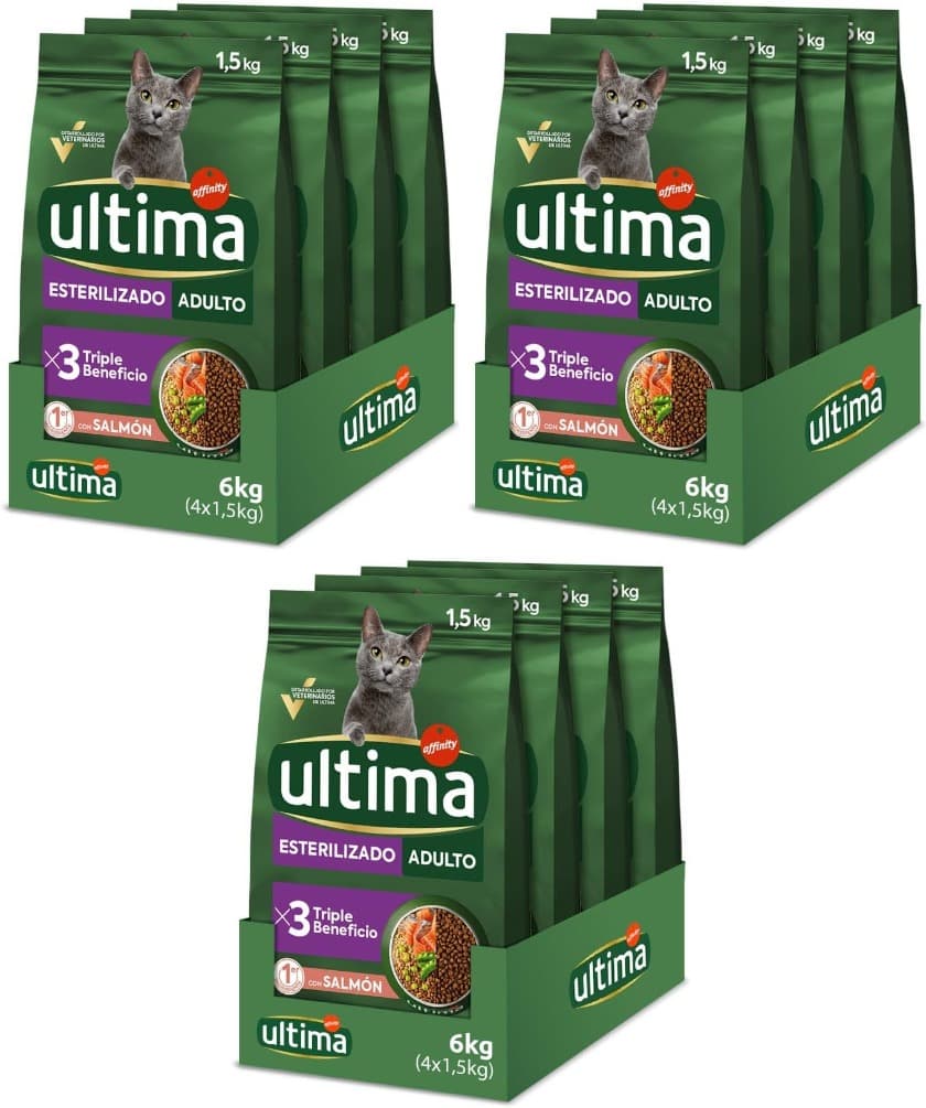 Ultima Sterilized Salmão | Ração seca para gatos esterilizados pack de 4 x 1,5 kg