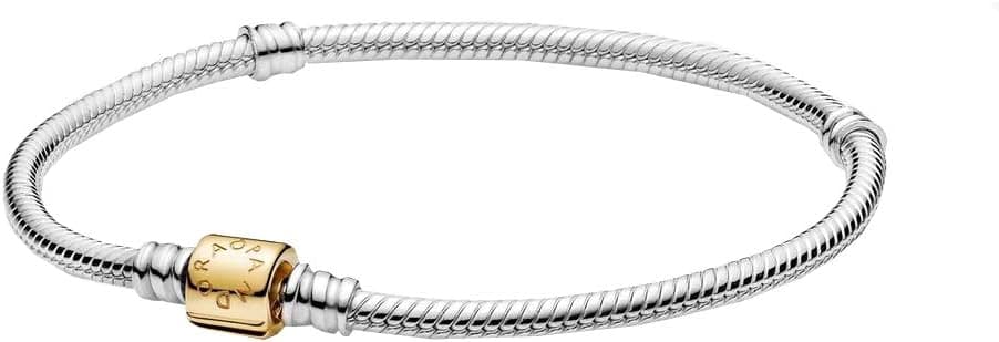 Pandora Pulseira Feminina em Prata de Lei com Pendentes em Forma de Cobra, Sem Pedras Preciosas, 23 cm