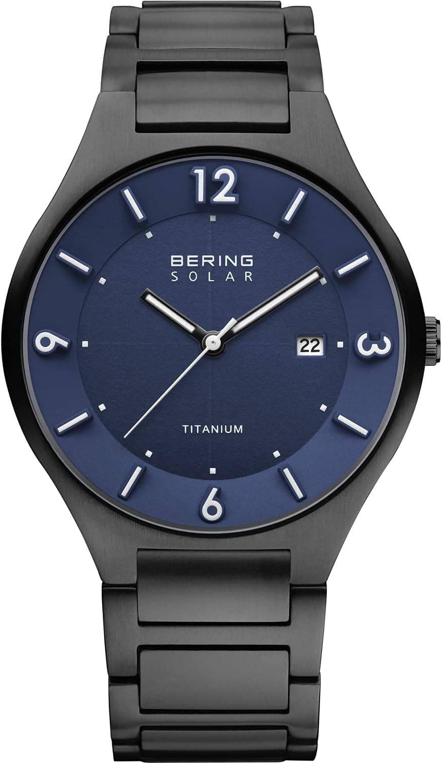 BERING Relógio solar Movement para homem, coleção solar com aço inoxidável e cristal de safira 14440-XXX