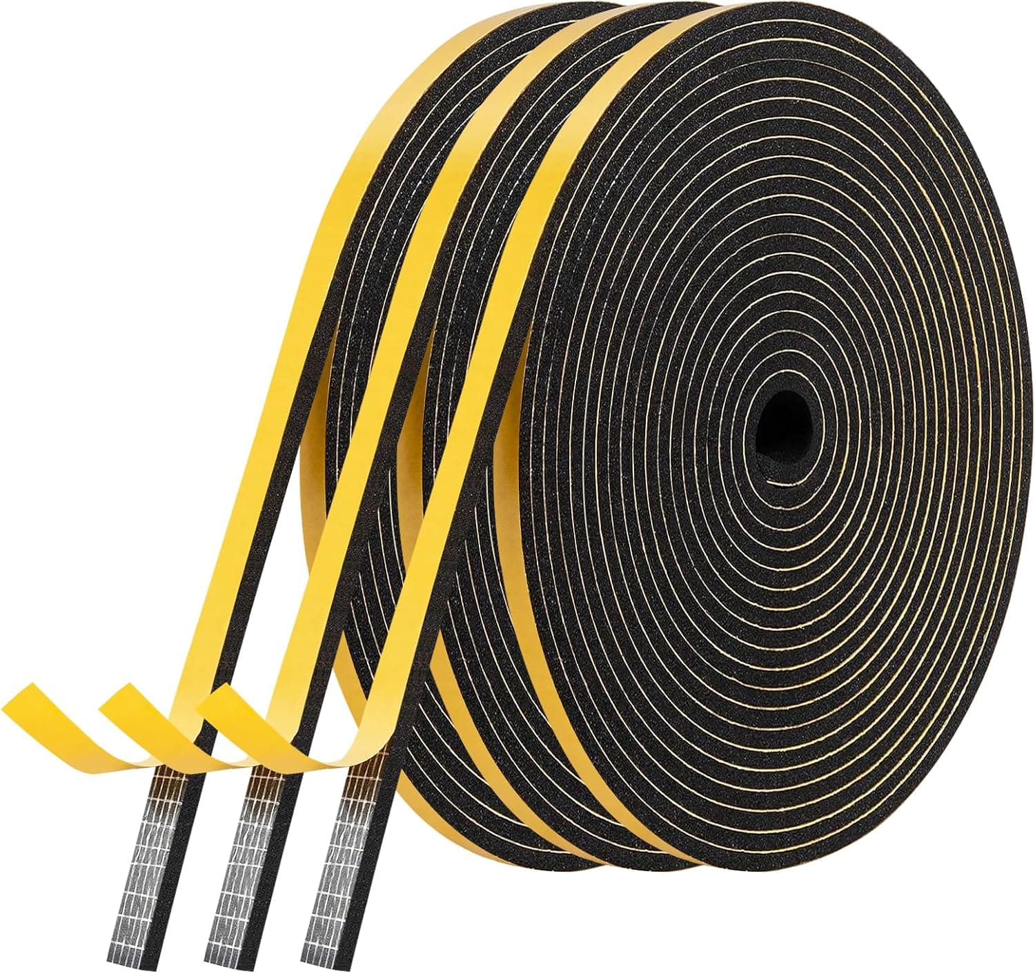 AiQInu Burlete janela de correr, fecho de correr com fecho de correr, 3 rolos 6 mm (L) x 3 mm (T) x 5 m(L) espuma com fecho autocolante de alta densidade para anti-frio, isolante, ruído e colisão
