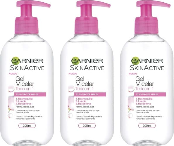GARNIER Skin Active - gel micelar removedor de maquilhagem para peles normais, tudo em um, 200 ml x 3