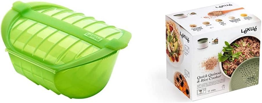 Lékué XL | Conjunto de recipientes para cozinhar no micro-ondas arroz, quinoa e cereais até 1 litro