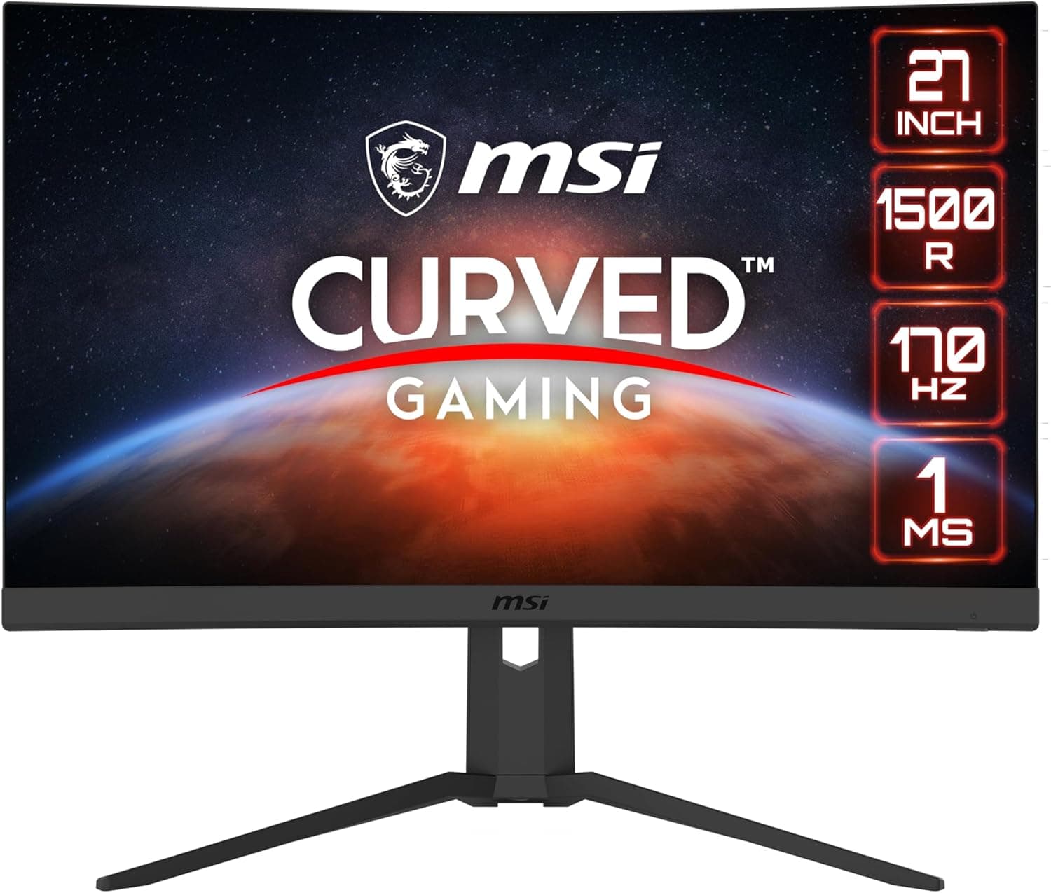 MSI G27CQ4P E2, monitor de jogos curvo de 27" prateado, WQHD (2560 x 1440), 170 Hz e 1 ms de resposta, casual, visão noturna