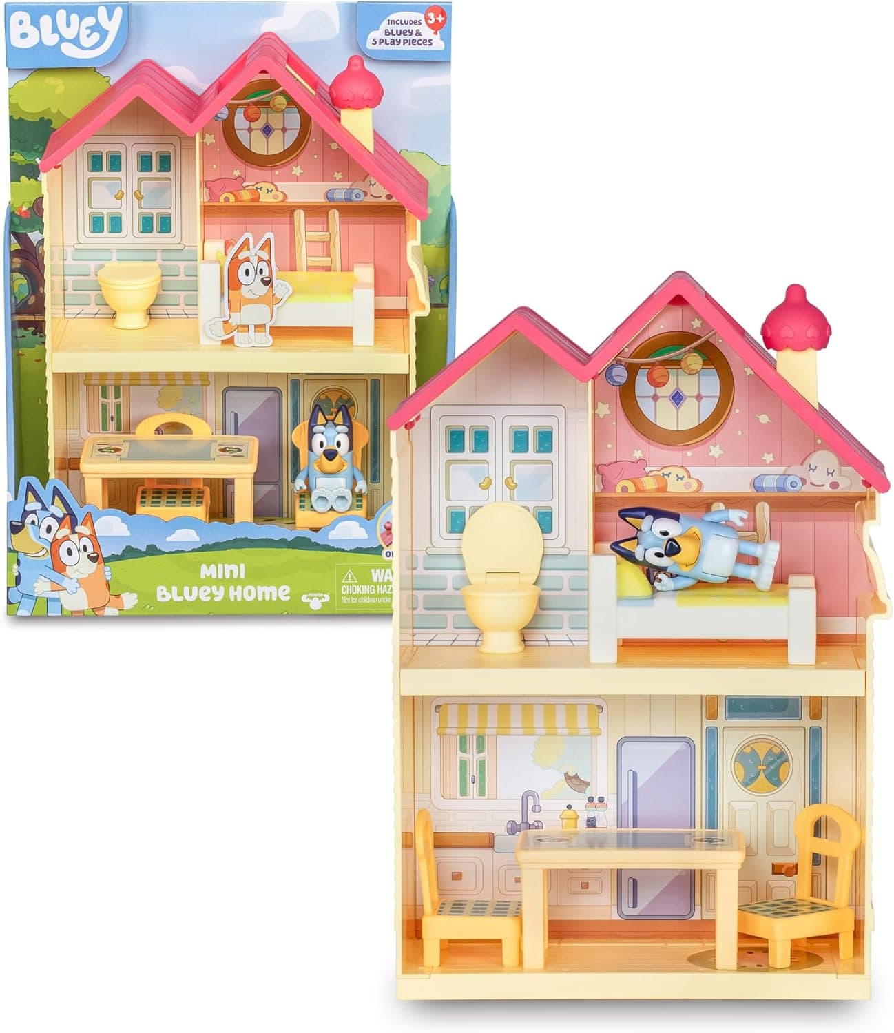 Bluey - Mini Heeler Home Playset, casa de brinquedo do cãozinho, alça para brincar e transportar em todos os lados, figura articulada, brinquedo da série infantil, famosa (BLY67000)