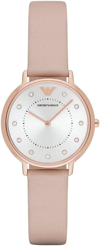 Relógio feminino Emporio Armani, movimento de quartzo bimanual e caixa de 32 mm com pulseira de aço, couro ou silicone AR2510