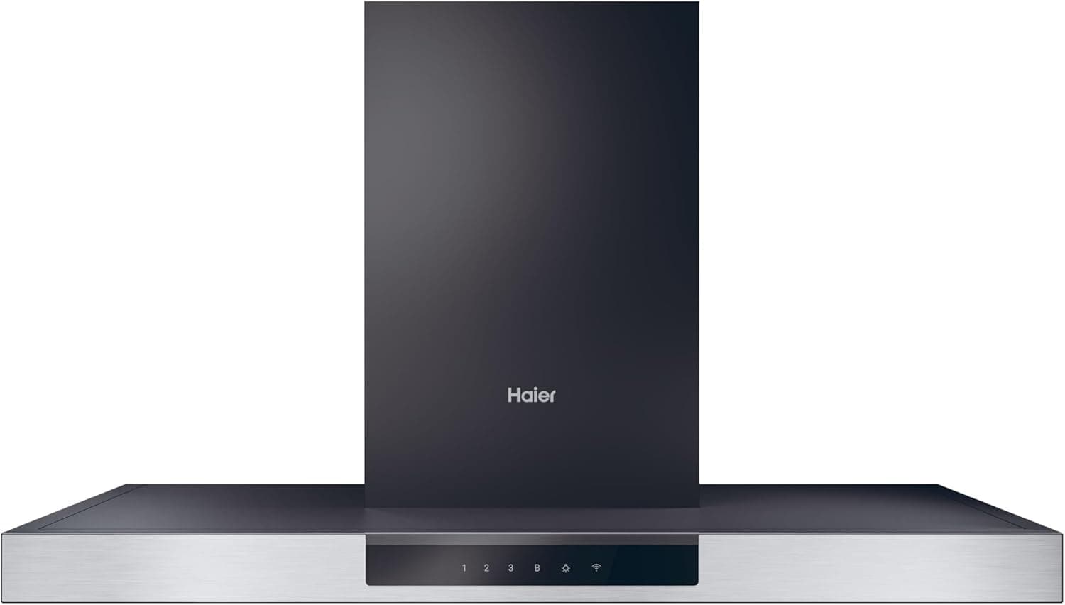 Haier I-Link HATS9CBS2XWIFI Campânula extrator de parede 90 cm, WIFI, potência 746 m3/h, motor 170 W, 4 velocidades, 64 db, filtros de carvão, 3 filtros anti-gordura, luz LED, preto com frontal Inox