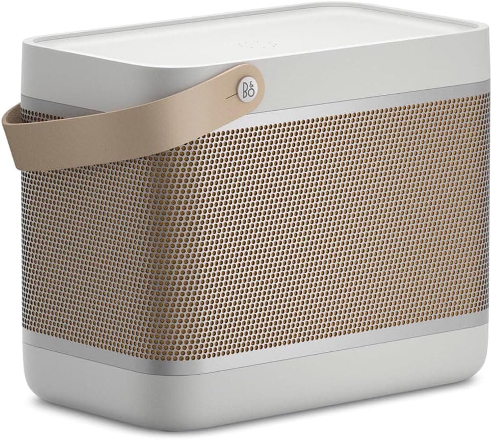 Bang & Olufsen Beolit 20 Altifalante Bluetooth potente sem fios portátil para uso doméstico e exteriores, com som de 360 graus e carregador sem fios Qi integrado para telemóvel Grey Mist