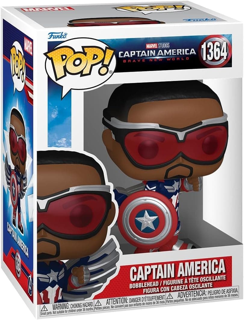 Funko Pop Marvel Captain America Brave New World | Figura colecionável em vinil para fãs de cinema