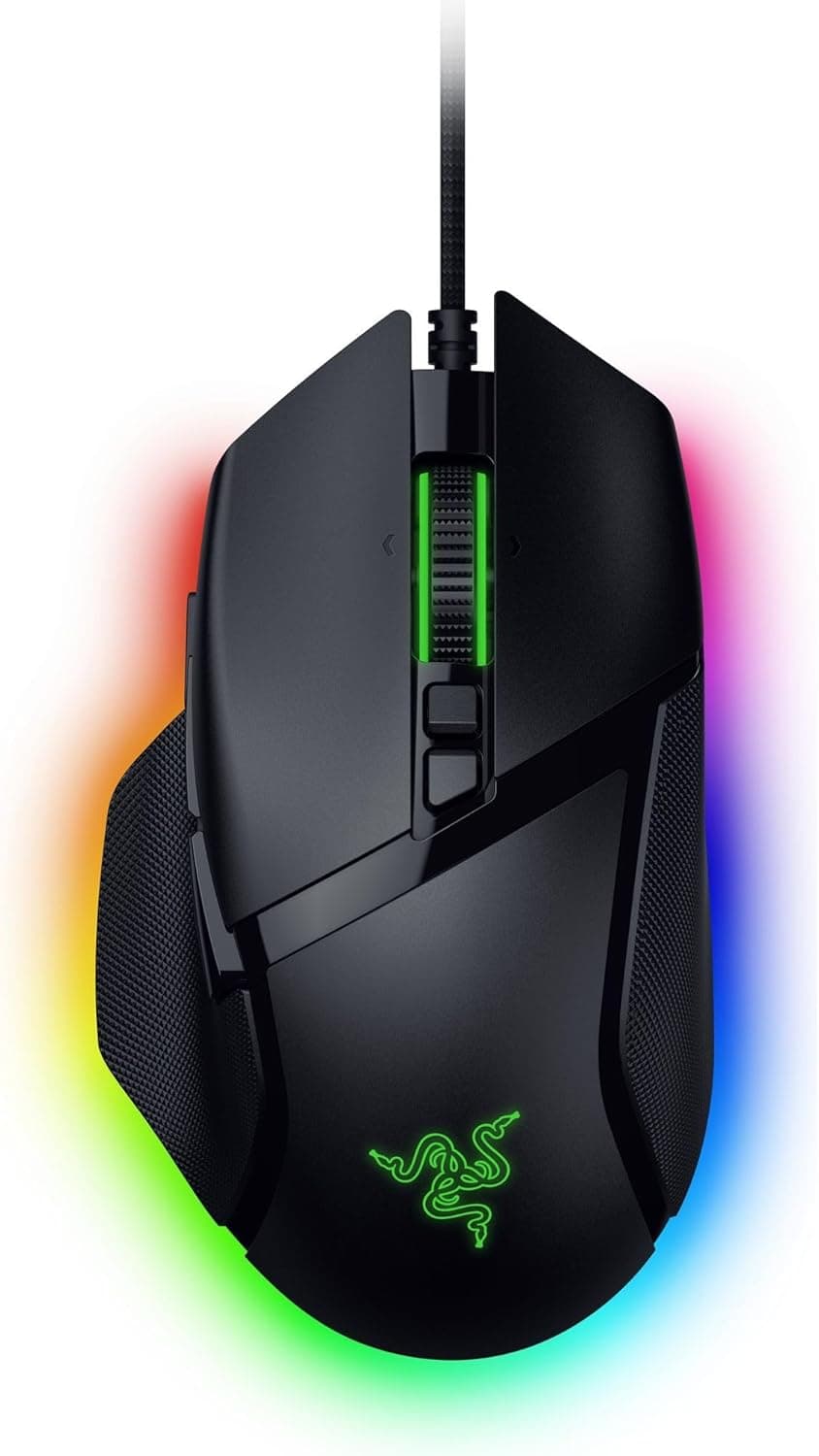 Razer Basilisk V3 35K - Rato ergonómico com cabo para jogos totalmente personalizável, sensor ótico Focus Pro 35K (roda de inclinação HyperScroll, iluminação cromada de 11 zonas) preto