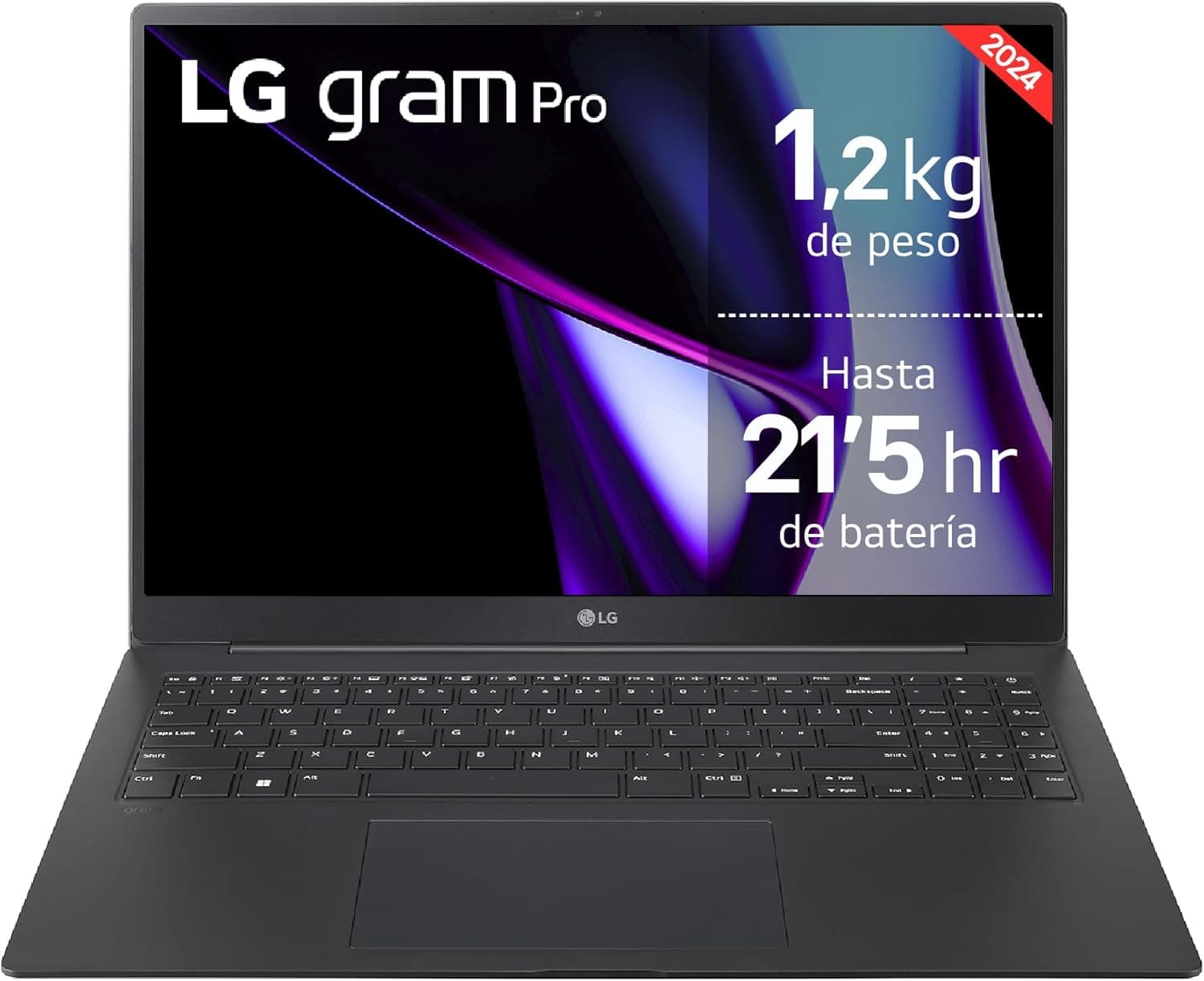 LG gram Pro 16Z90SP-K.AD88B Computador portátil ultraleve de 40,6 cm, painel OLED, Intel Core Ultra 7, 32 GB RAM, 1TB SSD, bateria até 21,5 h, 1,199 g, W11 Home, preto. , teclado QWERTY Espanhol