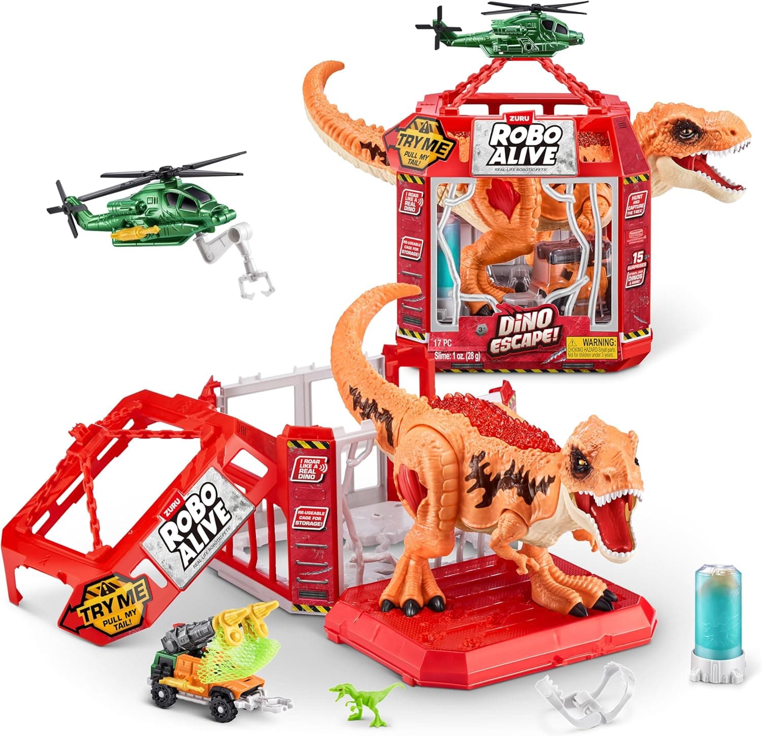 ROBO ALIVE ZURUU Dino Escape Série 1, brinquedo com luzes robóticas que funcionam com pilhas