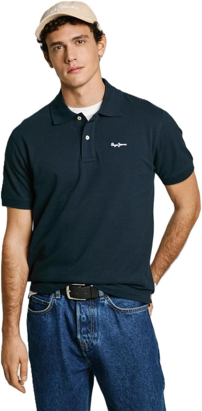 Pepe Jeans Polo Azul | 100% algodão com gola clássica, logótipo bordado e corte confortável para homem