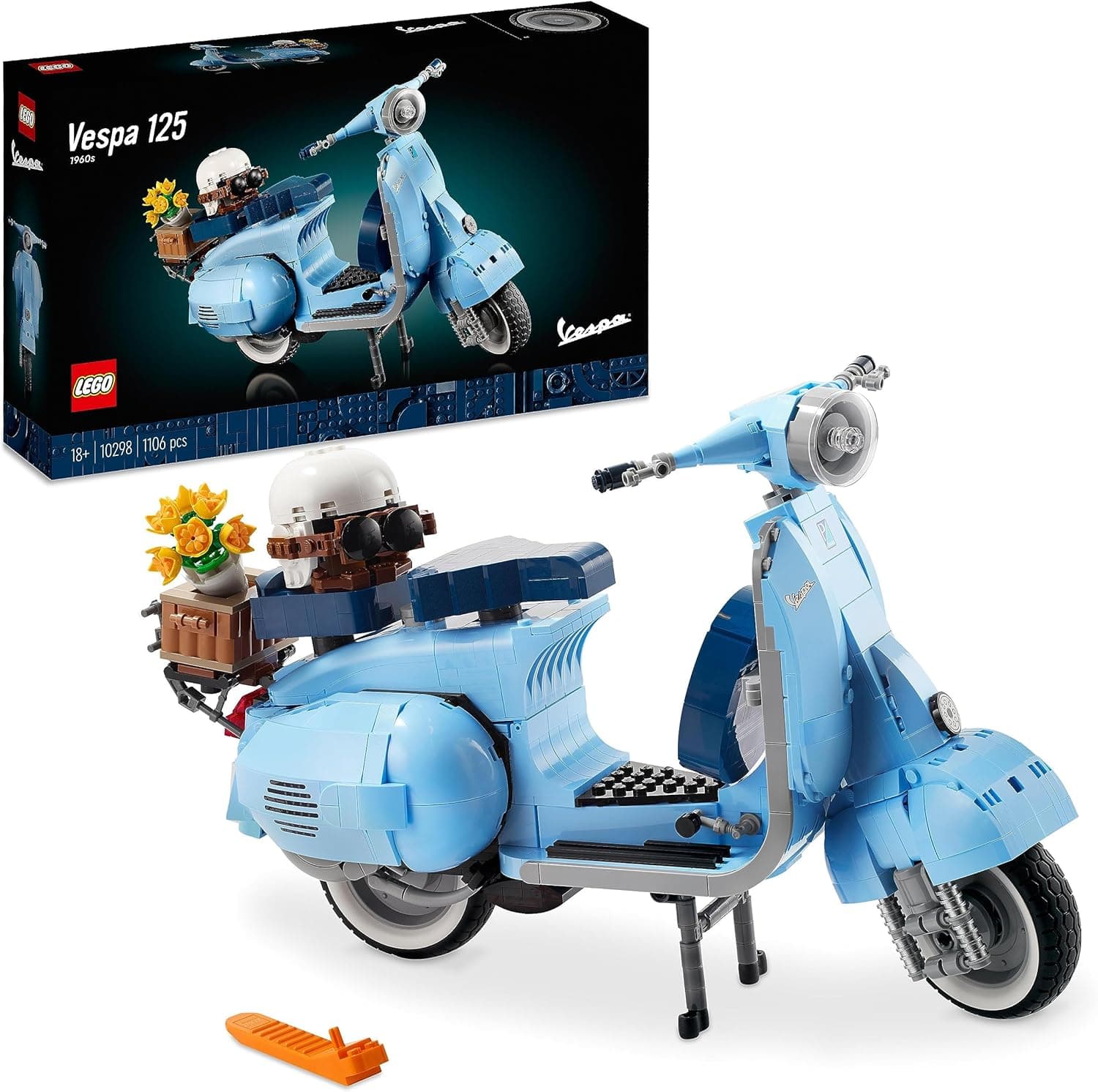 LEGO Icons Vespa 125, Maquete de motocicleta para adultos, Réplica colecionável de Scooter italiana, decoração para casa e escritório, presente para homens e mulheres, maridos, pais 10298