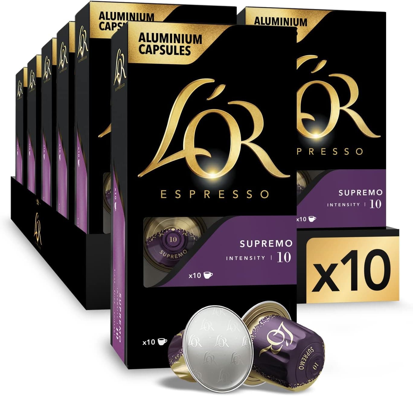 L'OR Espresso Cápsulas de Café Supremo | Intensidad 10 | 100 Cápsulas Compatibles Nespresso (R)