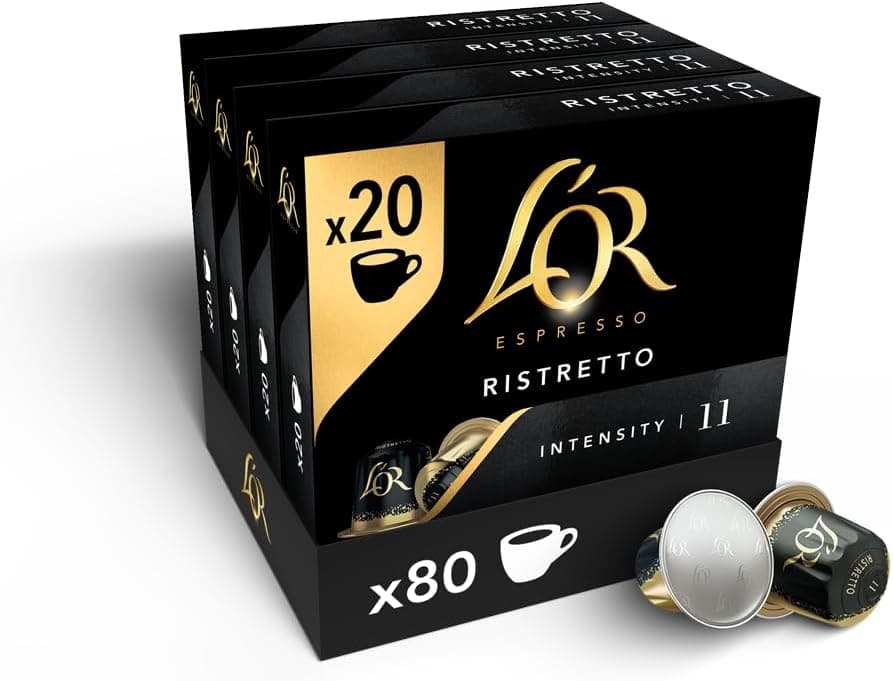 L'OR Cápsulas de café expresso com listretto, intensidade 11, | 80 cápsulas compatíveis Nespresso (R)