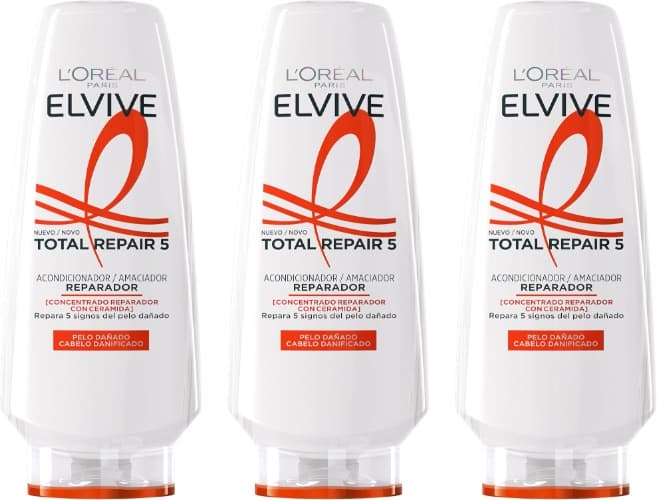 L'Oreal Paris Elvive Total Repair 5 condicionador reparador, 300 ml x 3